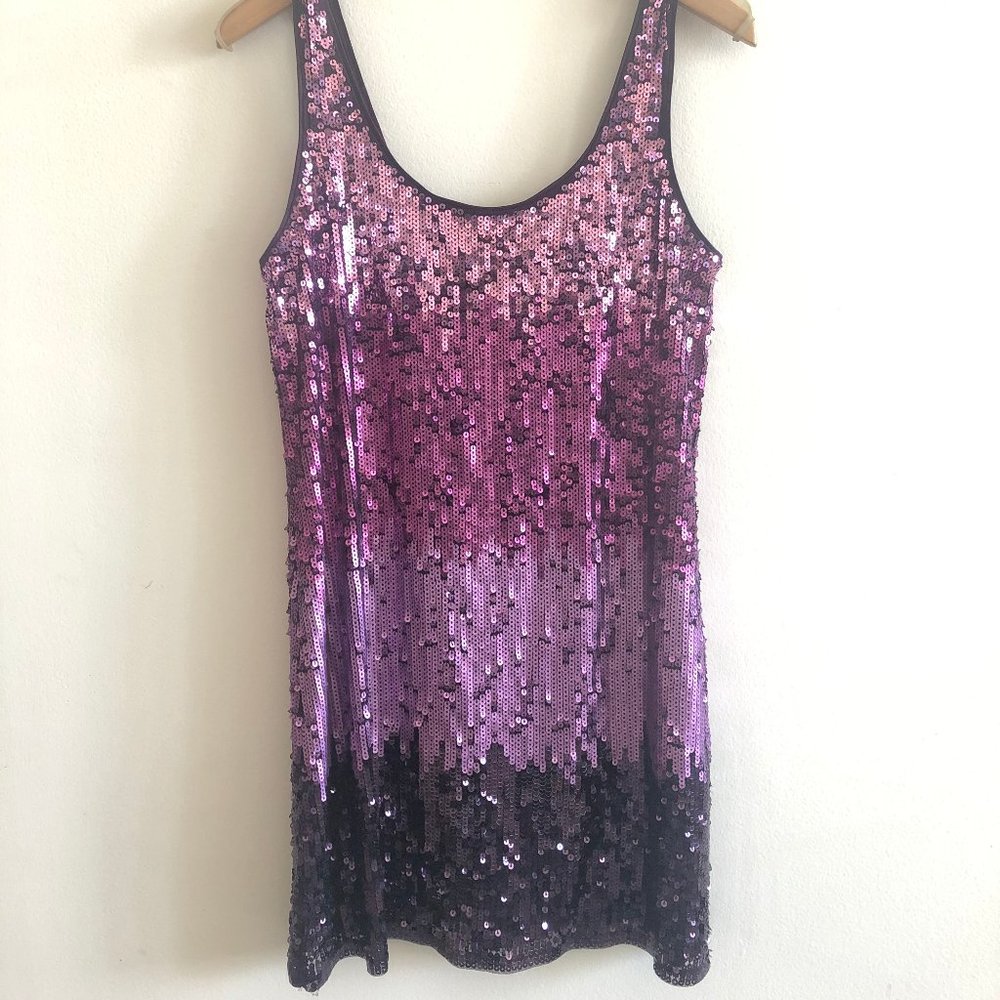 Express Purple Ombre Sequin mini dress